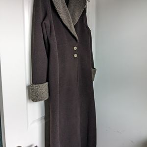 Chic Fjall long fleece jacket coat large brown